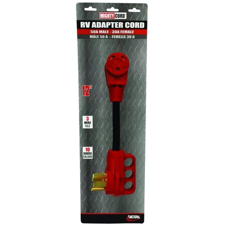 Valterra 50AM-30AF ADAPTER CORD W/HDL, 12IN, RED, CARDED A10-5030FHVP
